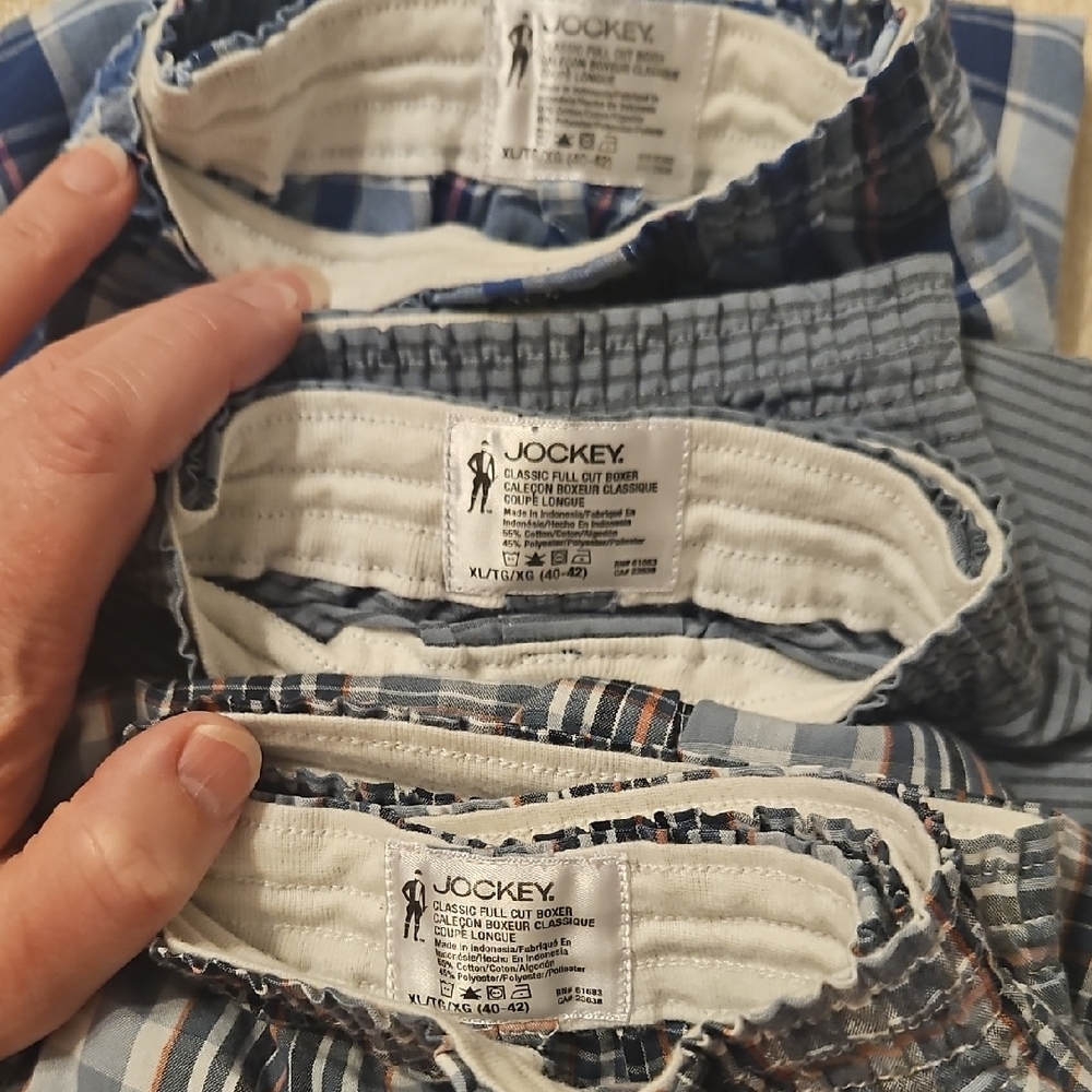 Jockey Men's Plaid and Striped Boxer Underwear - Blue, Gray, Beige - Picture 9 of 11